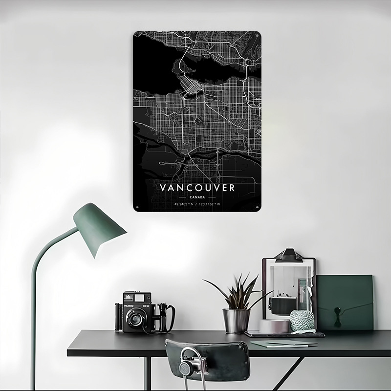 Vancouver City Map Dark Tinpla - Home Decor Vancouver のレビューと価格