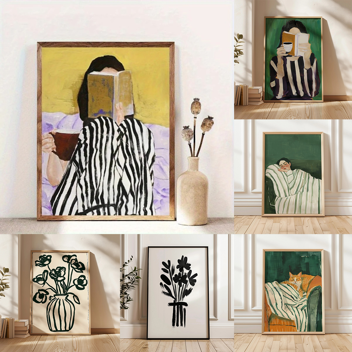 Abstract Woman Reads Book & Dr - Home Decor Catalog のレビューと価格