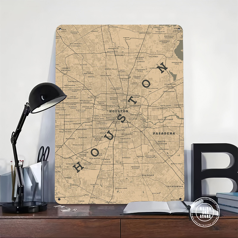 Houston Texas Metal Poster Cus - Home Decor Houston のレビューと価格