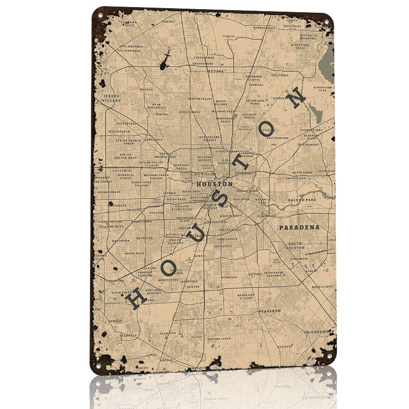 Houston Texas Metal Poster Cus - Home Decor Houston のレビューと価格