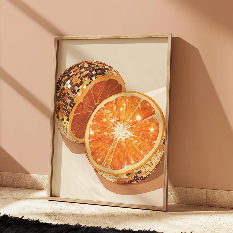 Modern Orange Disco Ball  Wall - Home Decor Orange のレビューと価格