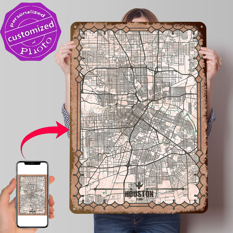 Houston City Map Poster Vintag - Home Decor Houston のレビューと価格