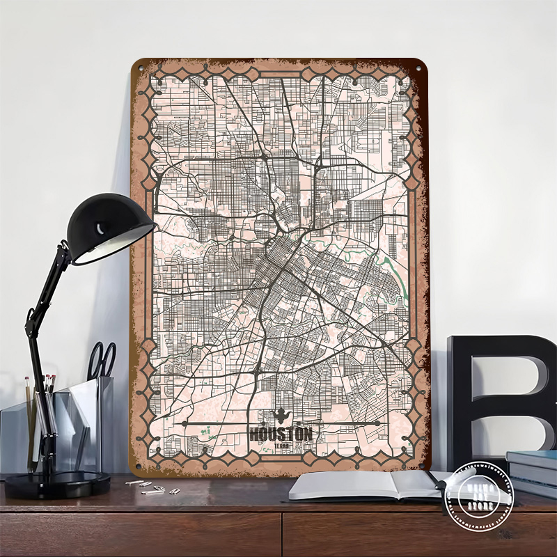 Houston City Map Poster Vintag - Home Decor Houston のレビューと価格