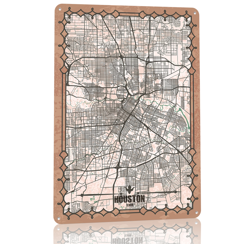 Houston City Map Poster Vintag - Home Decor Houston のレビューと価格