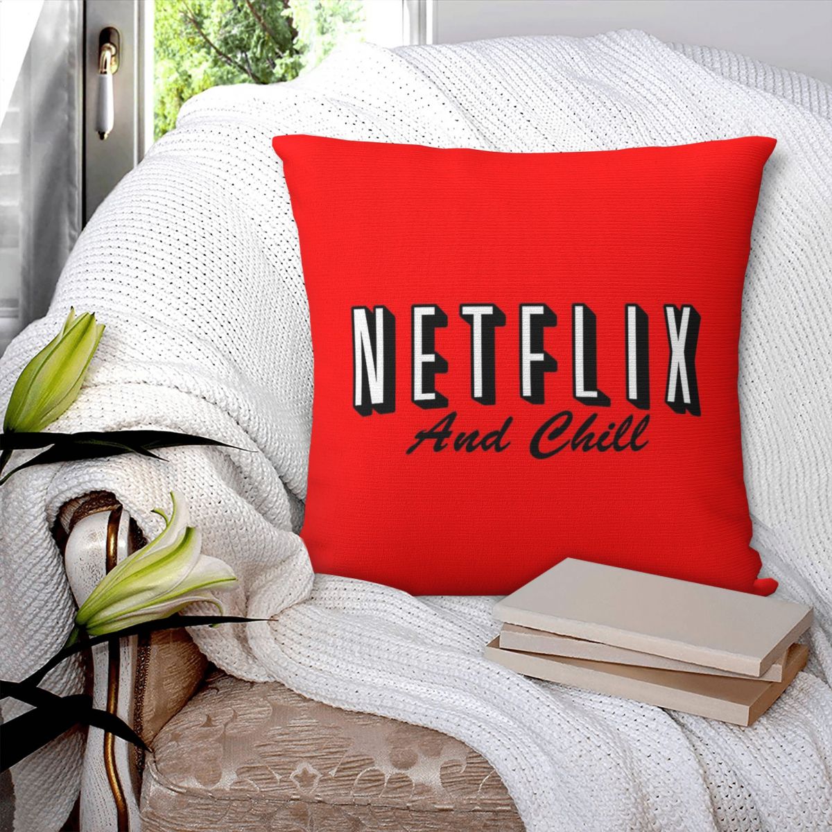 Netflix And Chill Red Square P - Home Decor Netflix のレビューと価格