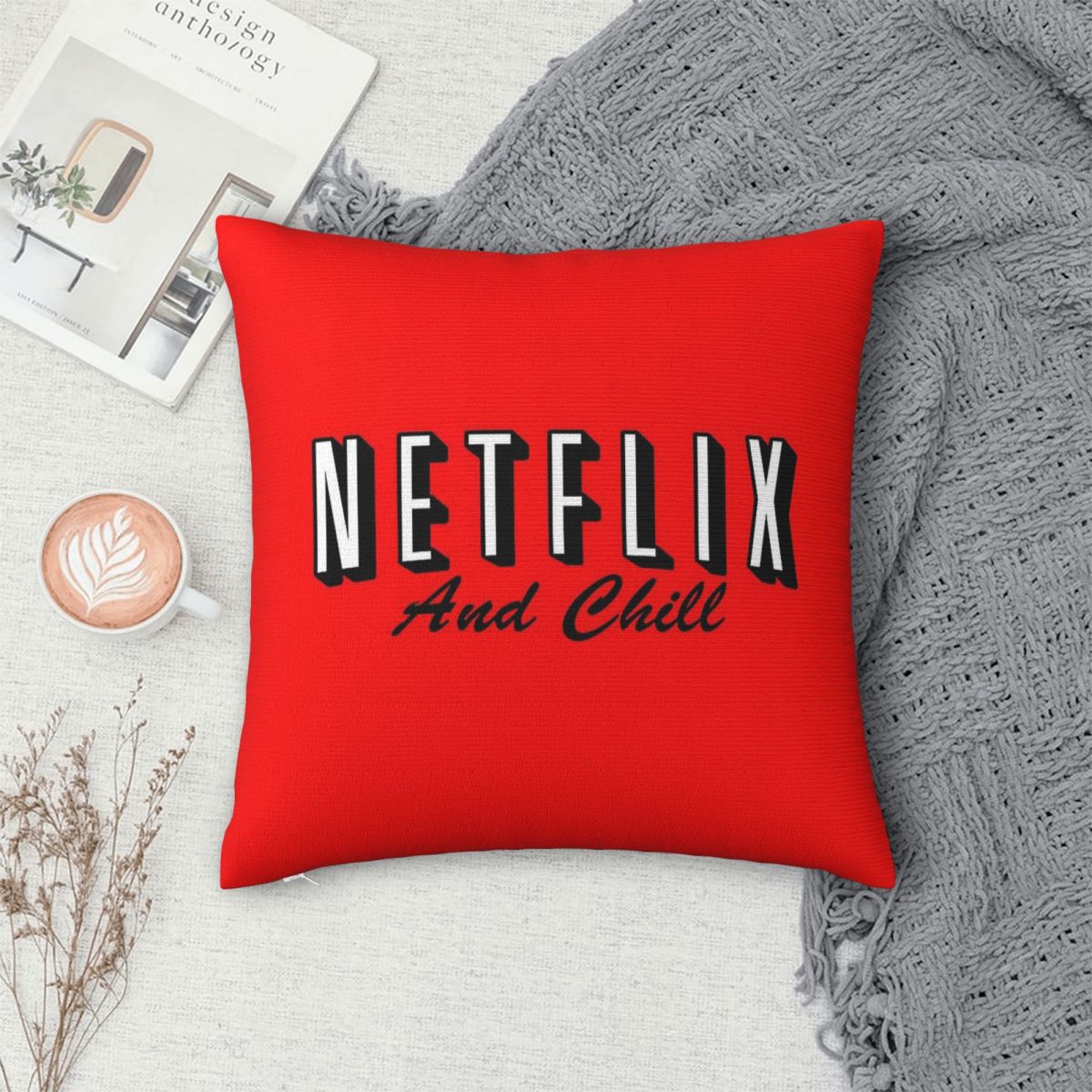 Netflix And Chill Red Square P - Home Decor Netflix のレビューと価格